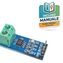 Modulo sensore di corrente ACS712 5A ad effetto hall con morsettiera a vite e pin header per Arduino.