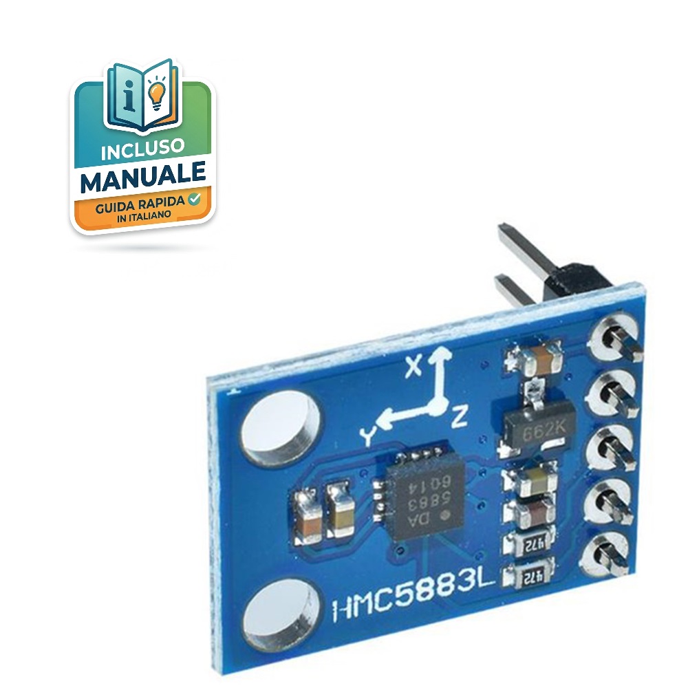 modulo-magnetometro-gy-273-hmc5883l-arduino Modulo bussola digitale e magnetometro a 3 assi GY-273 HMC5883L con interfaccia I2C per Arduino.
