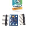 Modulo accelerometro blu GY-45 MMA845X a tre assi per Arduino e moduli wireless ESP8266, con strip pin dritti e a 90 gradi inclusi.