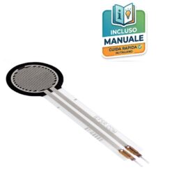 Sensore a resistenza flessibile FSR402 ultrasottile Interlink con testa circolare per il rilevamento della pressione e della forza a due pin di connessione.