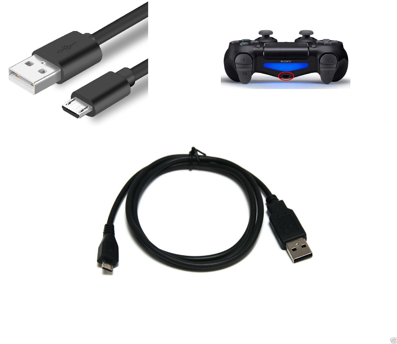 cavo-micro-usb-ricarica-dati-controller-ps4-1m Cavo Micro USB nero da 1 metro per ricarica e sincronizzazione dati controller Sony PlayStation 4 DualShock 4.