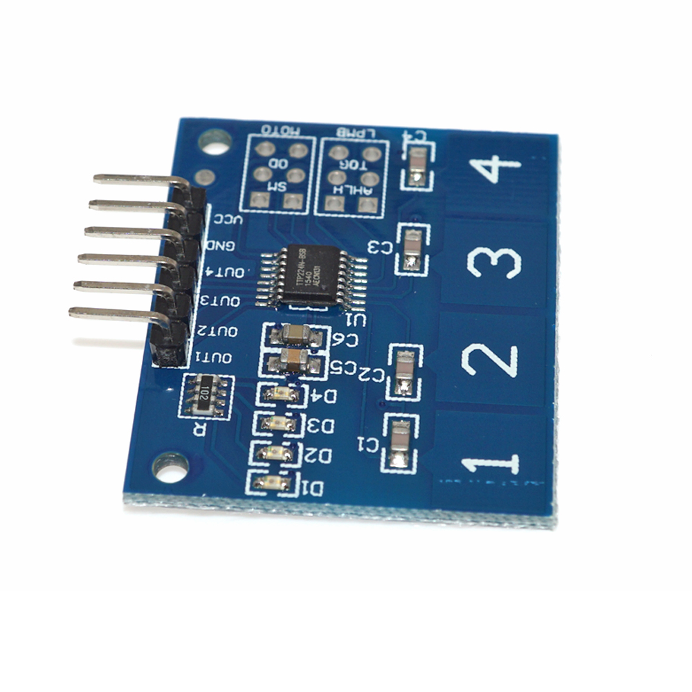MODULO TTP224 SENSORE TATTILE 4 VIE CAPACITIVO TOUCH SWITCH PULSANTI ARDUINO