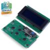 Fronte e retro del display LCD 2004A blu con modulo interfaccia I2C pre-saldato e trimmer di contrasto per Arduino