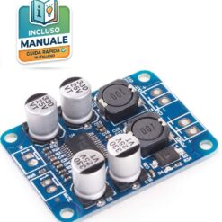 Modulo amplificatore audio digitale mono TPA3118 60W con induttanze schermate e condensatori elettrolitici per alimentazione 24V