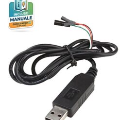 Cavo USB seriale PL2303HX nero con 4 terminali colorati (Rosso, Nero, Verde, Bianco) per comunicazione UART e debug Arduino