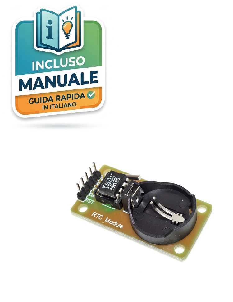 Modulo-RTC-DS1302-Real-Time-Clock-SPI-Arduino Modulo orologio calendario DS1302 RTC con RAM 31 byte per Arduino e prototipazione elettronica