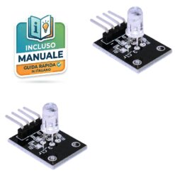 Modulo PCB nero con LED RGB da 5mm e 4 pin di collegamento per microcontrollori Arduino e AVR
