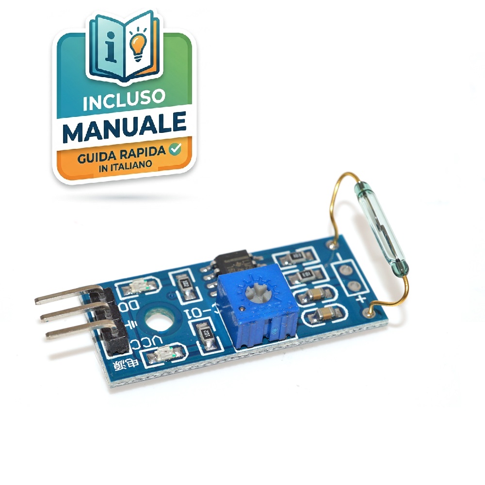 Modulo-Sensore-Reed-Magnetico-Arduino-Regolabile Sensore Reed magnetico con trimmer per regolazione sensibilità e uscita digitale per Arduino