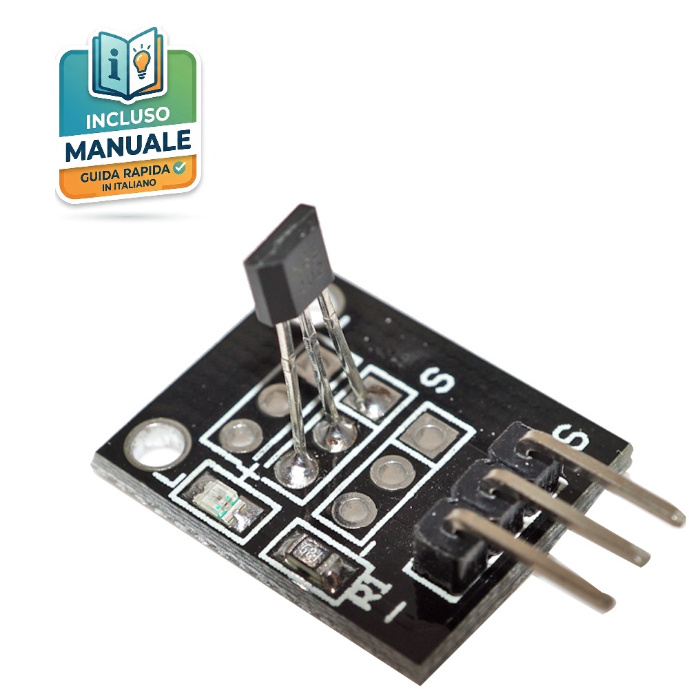 Modulo-Sensore-Magnetico-Hall-KY-003-Arduino-Pinout Sensore magnetico KY-003 ad effetto Hall per rilevamento giri e finecorsa Arduino