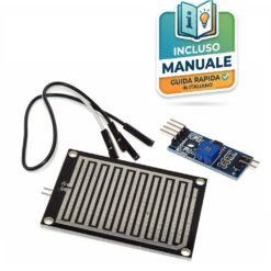 Kit sensore pioggia FR-04 composto da piastra di rilevamento a griglia e scheda di controllo rossa per Arduino e Raspberry Pi