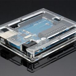 Custodia trasparente in acrilico per Arduino UNO R3 con kit di viti e distanziatori per protezione da polvere e urti.