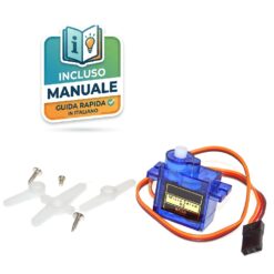 Micro servomotore SG90 9G con ingranaggi in plastica e rotazione a 360 gradi per piccoli robot e Arduino.