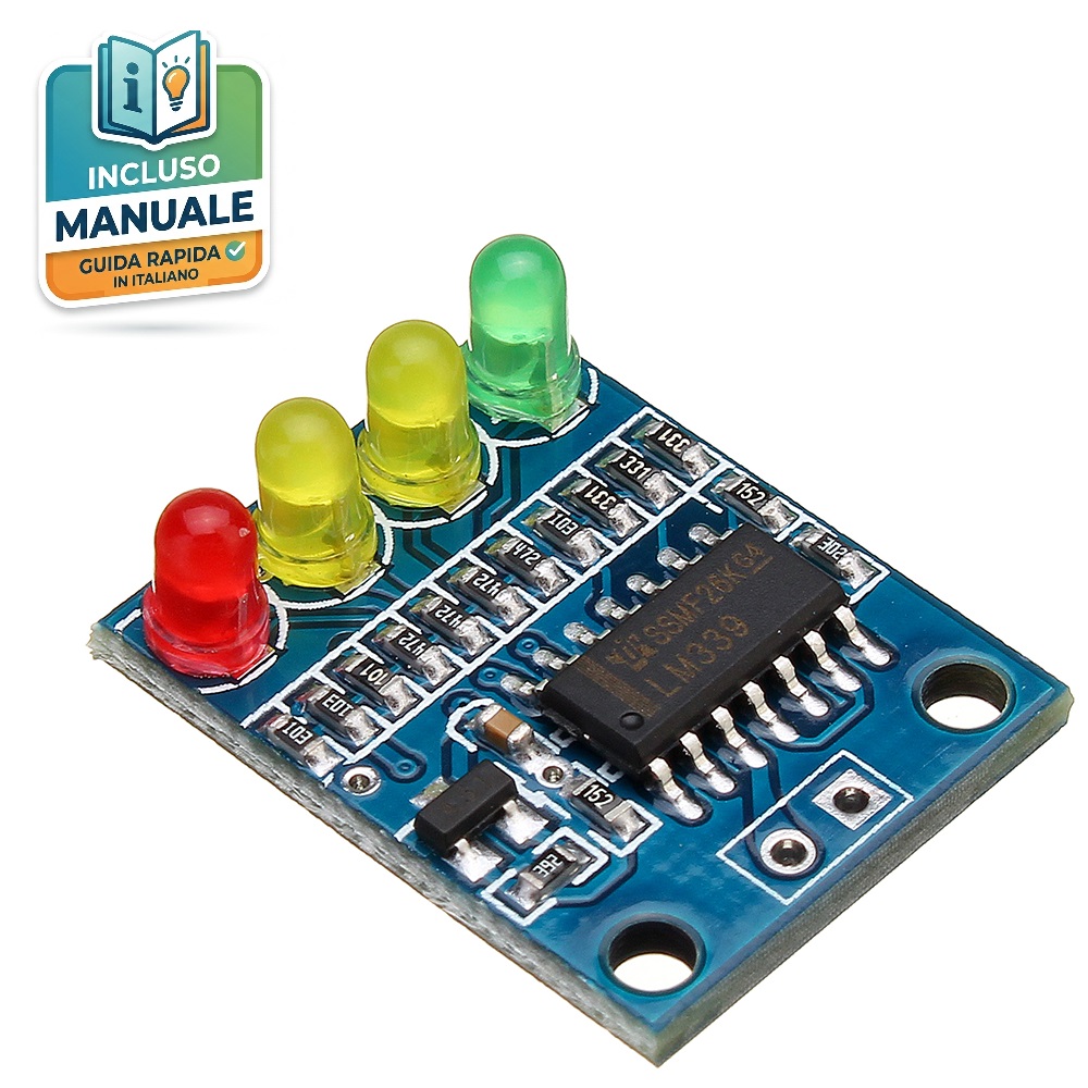 indicatore-livello-batteria-12v-led-voltmetro-auto Tester indicatore di carica batteria 12V con scala a LED colorati e voltmetro digitale integrato per monitoraggio tensione auto e moto.