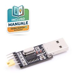Modulo convertitore seriale da USB 2.0 a TTL UART con chip CH340G e selettore di tensione 3.3V e 5V a 6 pin per Arduino.