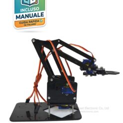 Kit Braccio Robotico 4 Assi DOF in Acrilico con Pinza – Braccio Meccanico per Arduino e STEM