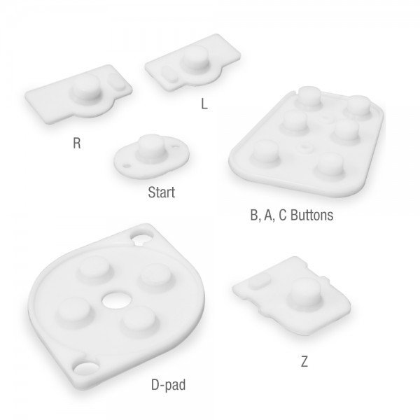 SET KIT PULSANTI GOMMA CONDUTTIVI NINTENDO 64 JOYPAD CONTROLLER CONTATTI RUBBER 3