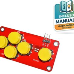 Modulo tastiera a 5 pulsanti per Arduino con interfaccia analogica per risparmio pin I/O.