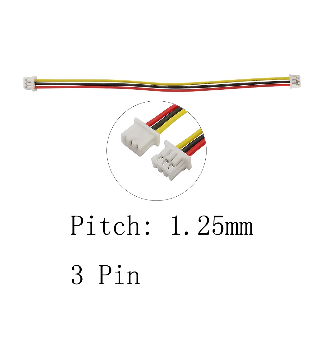 5PZ CAVO CONNETTORE JST PASSO 1.25MM 3 PIN FEMMINA 10CM 3 POLI 1.25 MM 10 CM 3P