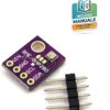 Modulo sensore barometrico viola BMP280 per la misurazione di pressione atmosferica e temperatura, con strip pin maschio a 4 pin posizionato a fianco