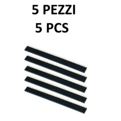 Set di 5 strip line connettore femmina monofila da 40 pin passo 2.54 mm per pcb e arduino.
