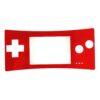 Scocca anteriore faceplate di ricambio in plastica color rosso con lente protettiva trasparente per lo schermo della console portatile Nintendo Game Boy Micro.