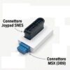 Adattatore elettronico per utilizzare il controller del Super Nintendo su computer retrocomputing MSX e MSX2, con schema di configurazione dei tasti di avvio.